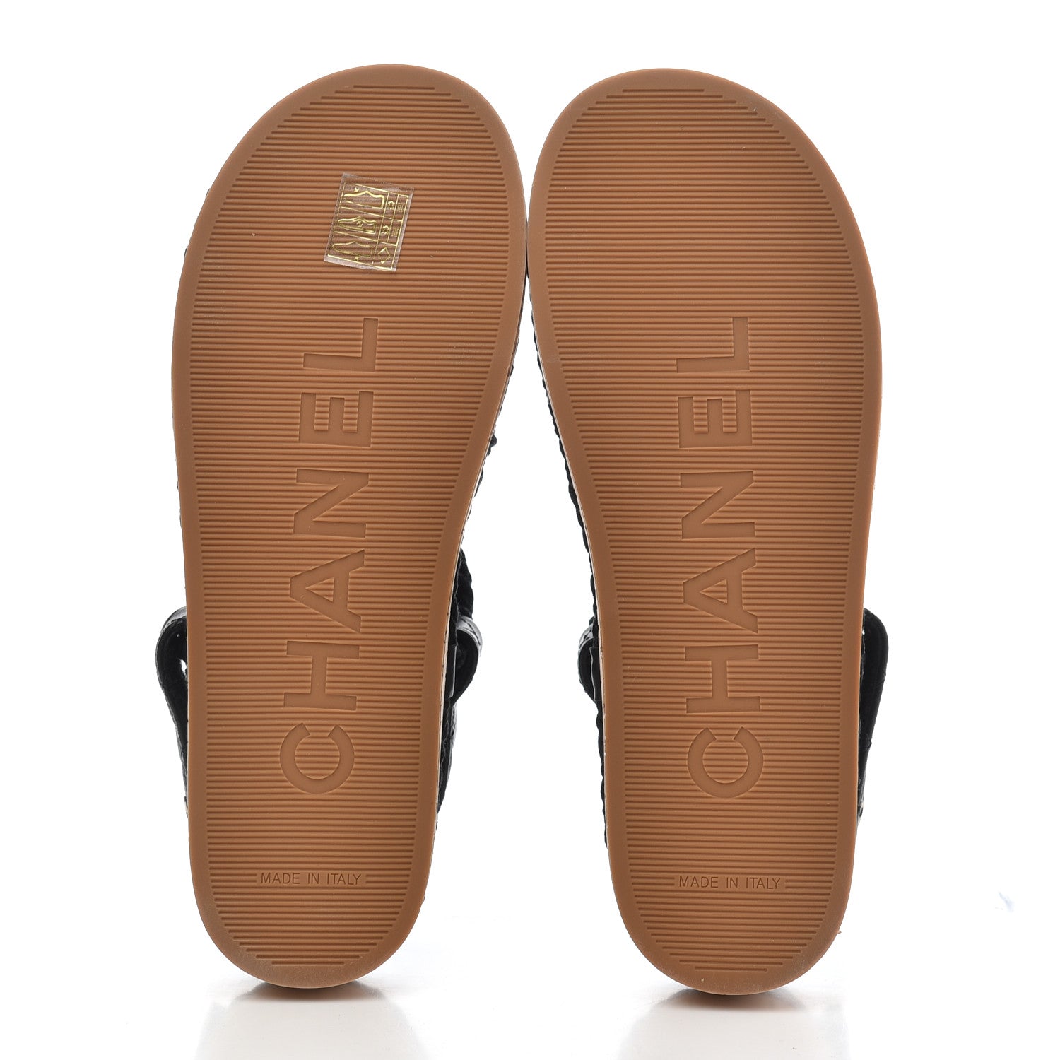 Chanel Cord Lambskin Quilted Logo Sandals 38 Black 5 of 8