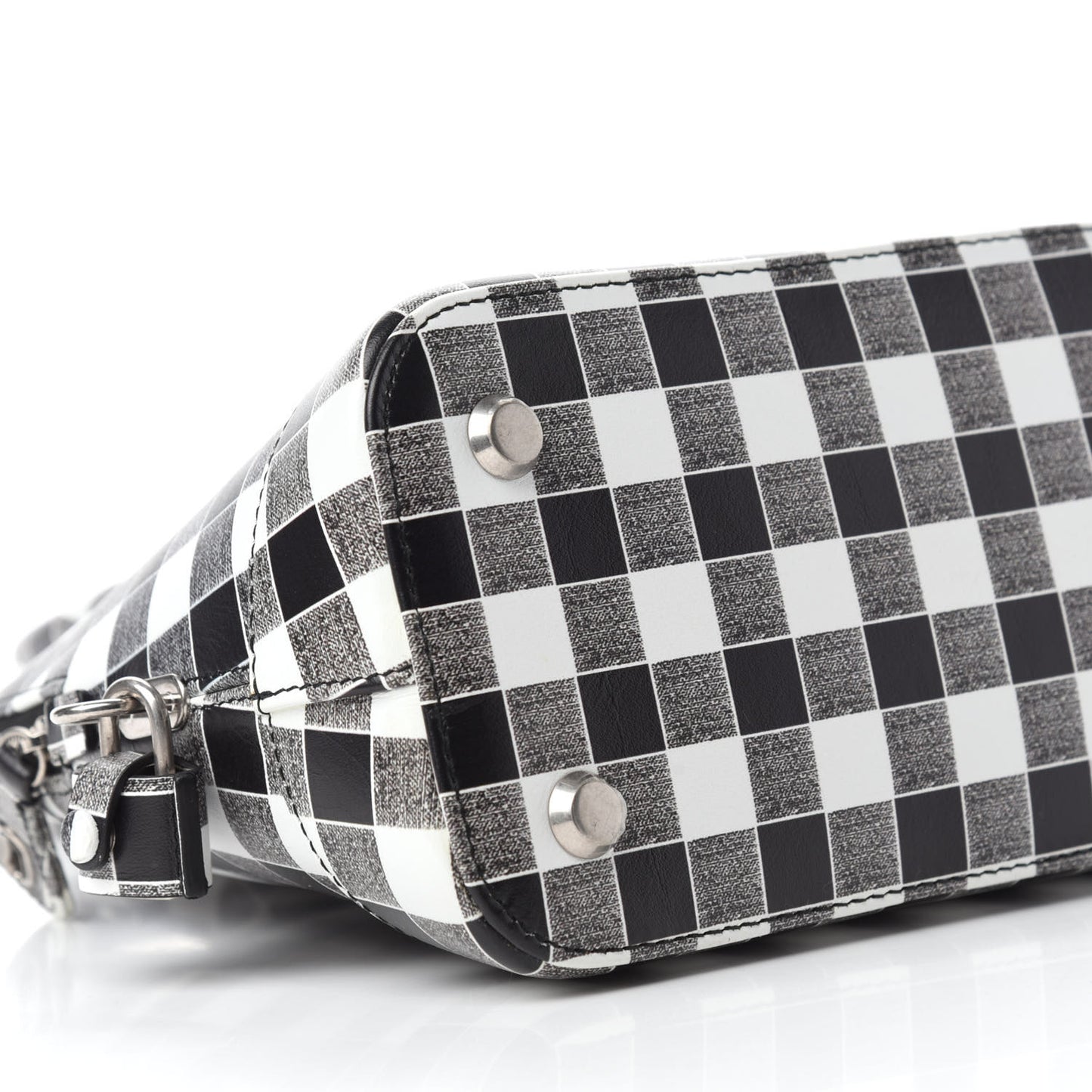 Calfskin Checked S Ville Top Handle Bag Black