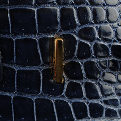 Hermes Shiny Porosus Crocodile Birkin 35 Bleu Abysse 16 of 27