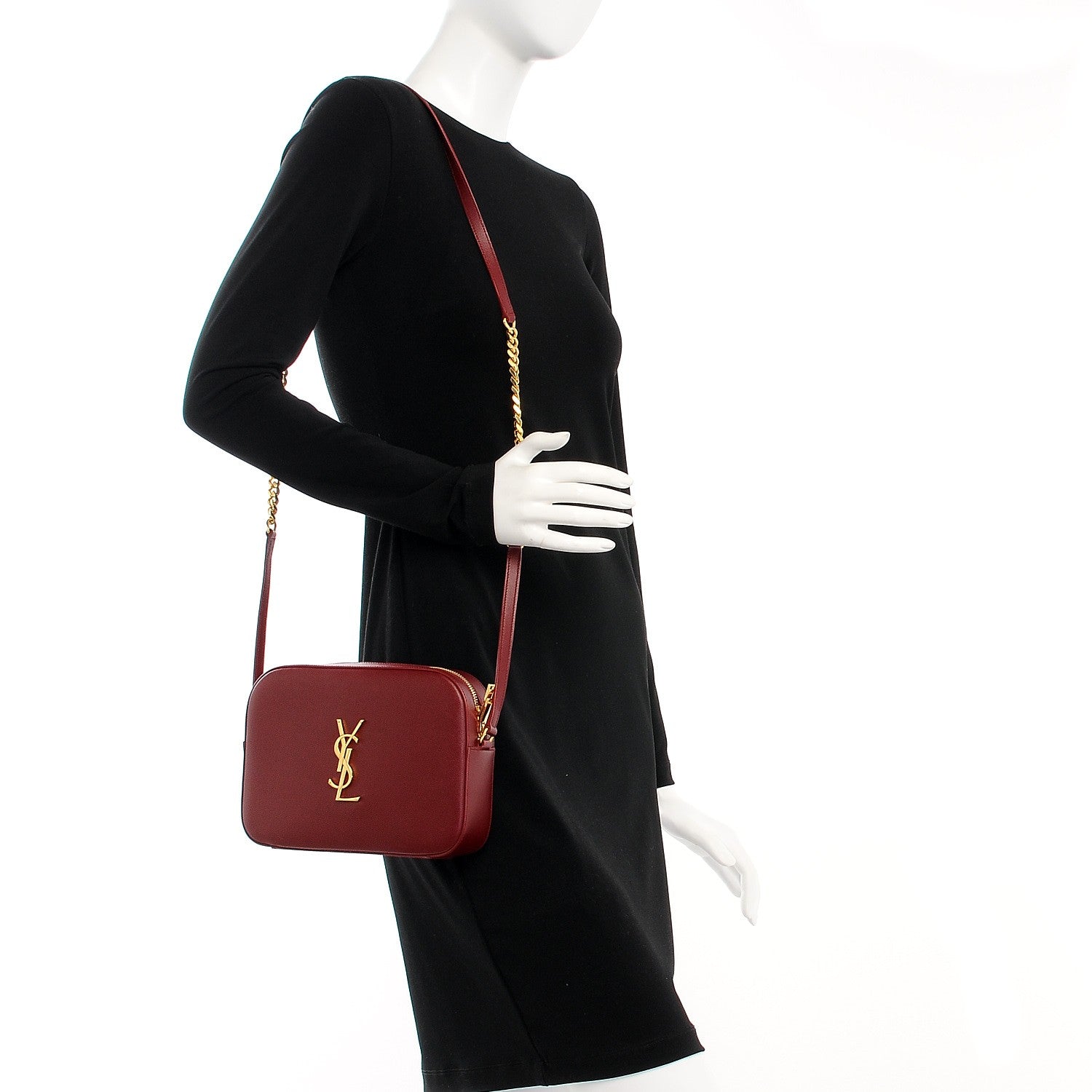 Saint Laurent Grain De Poudre Medium Classic Monogram Camera Bag Oxblood 2 of 7