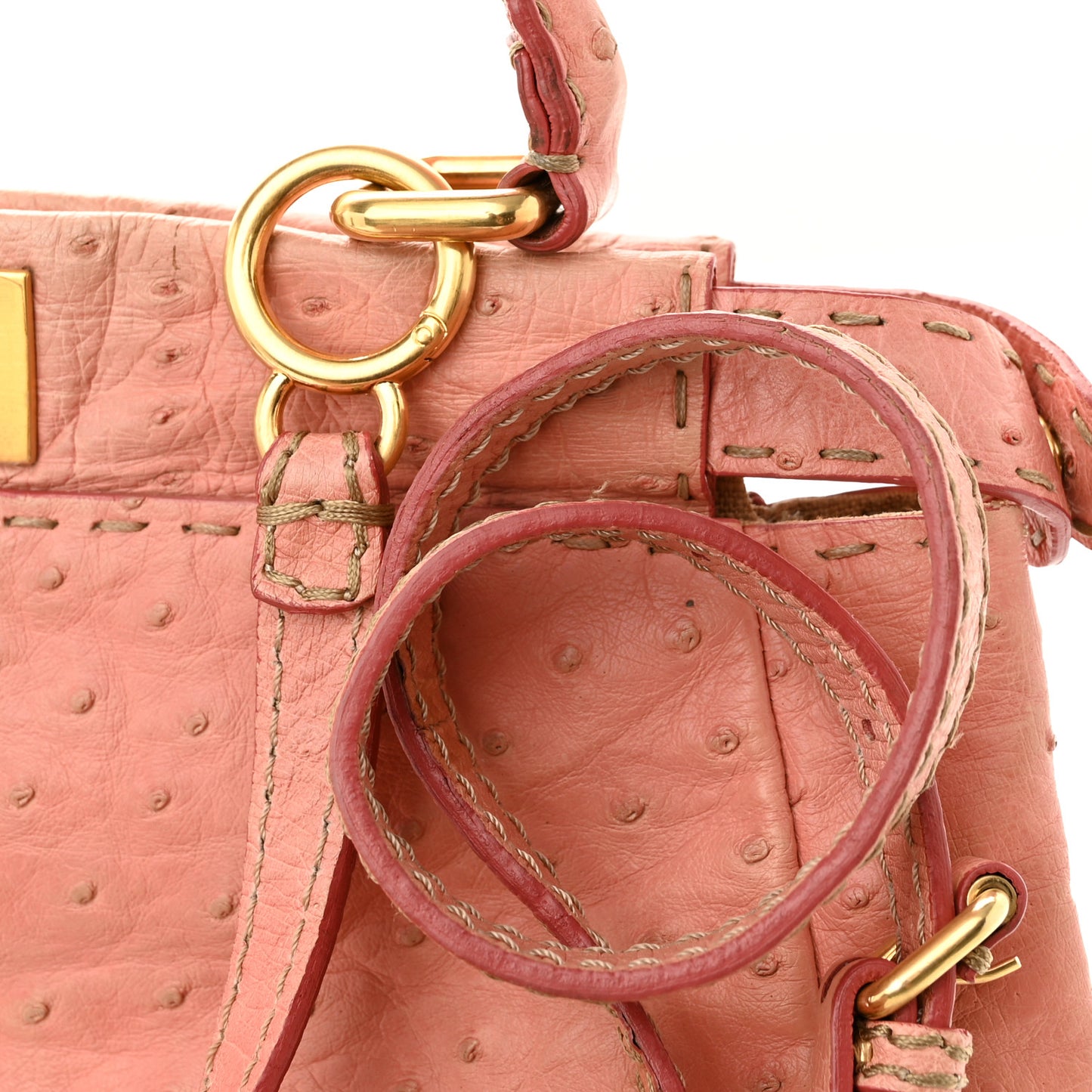Ostrich Medium Peekaboo Iconic Satchel Pink