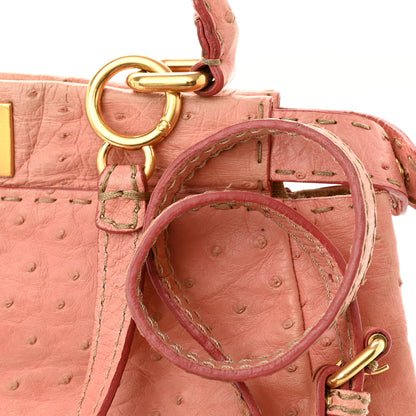 Fendi Ostrich Medium Peekaboo Iconic Satchel Pink 11 of 11
