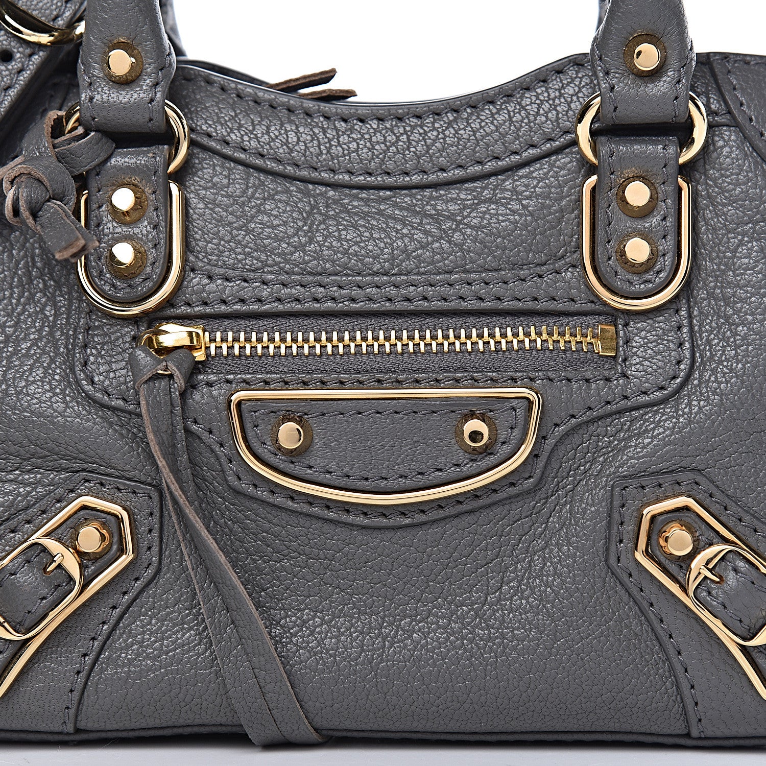Balenciaga Chevre Gold Metallic Edge Hardware Nano City Gris Acier 10 of 10
