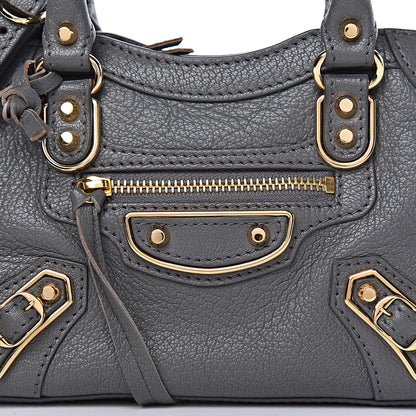 Balenciaga Chevre Gold Metallic Edge Hardware Nano City Gris Acier 10 of 10