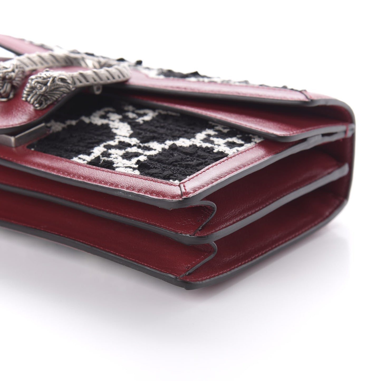 Tweed GG Monogram Small Dionysus Shoulder Bag Black White Romantic Cherry