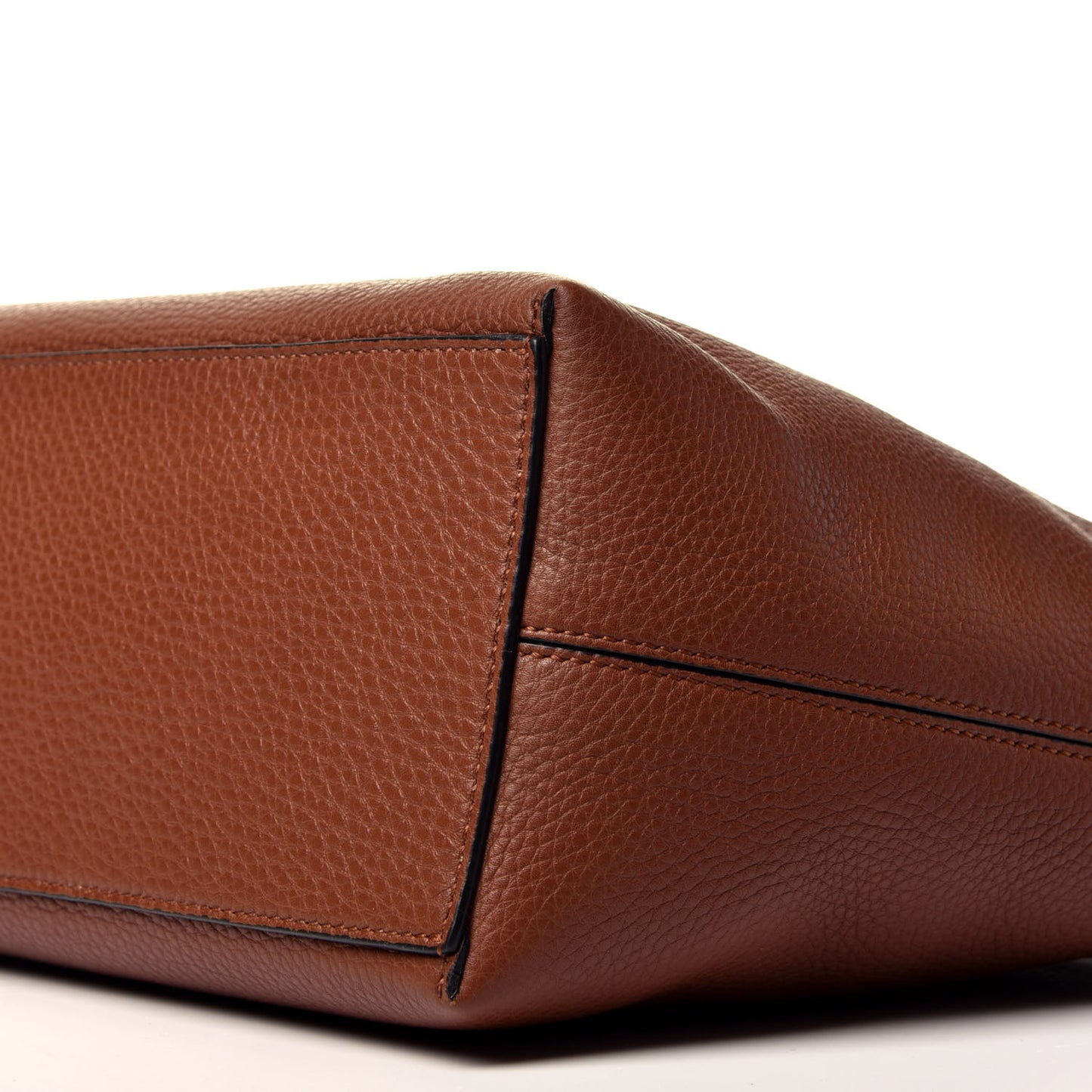 Grained Calfskin Rockstud Shoulder Tote Bright Cognac