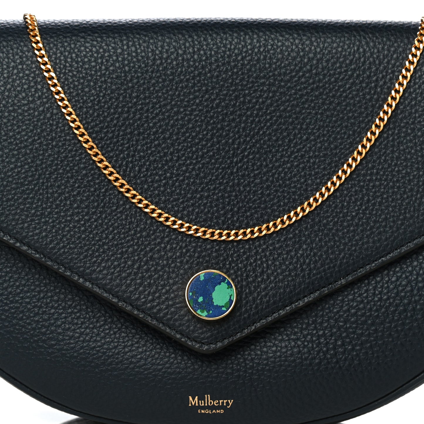 Small Classic Grain Calfskin Brockwell Clutch Bright Blue