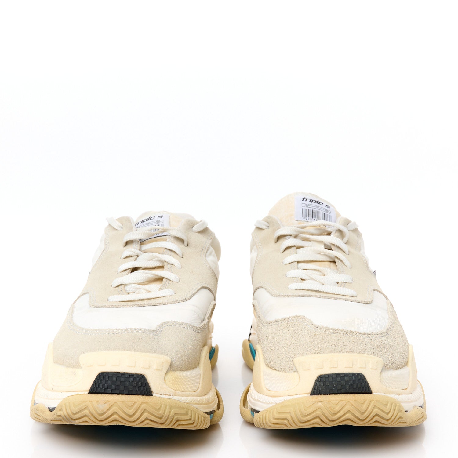 Balenciaga Nylon Suede Mens Triple S 2.0 Sneakers 44 White Grey