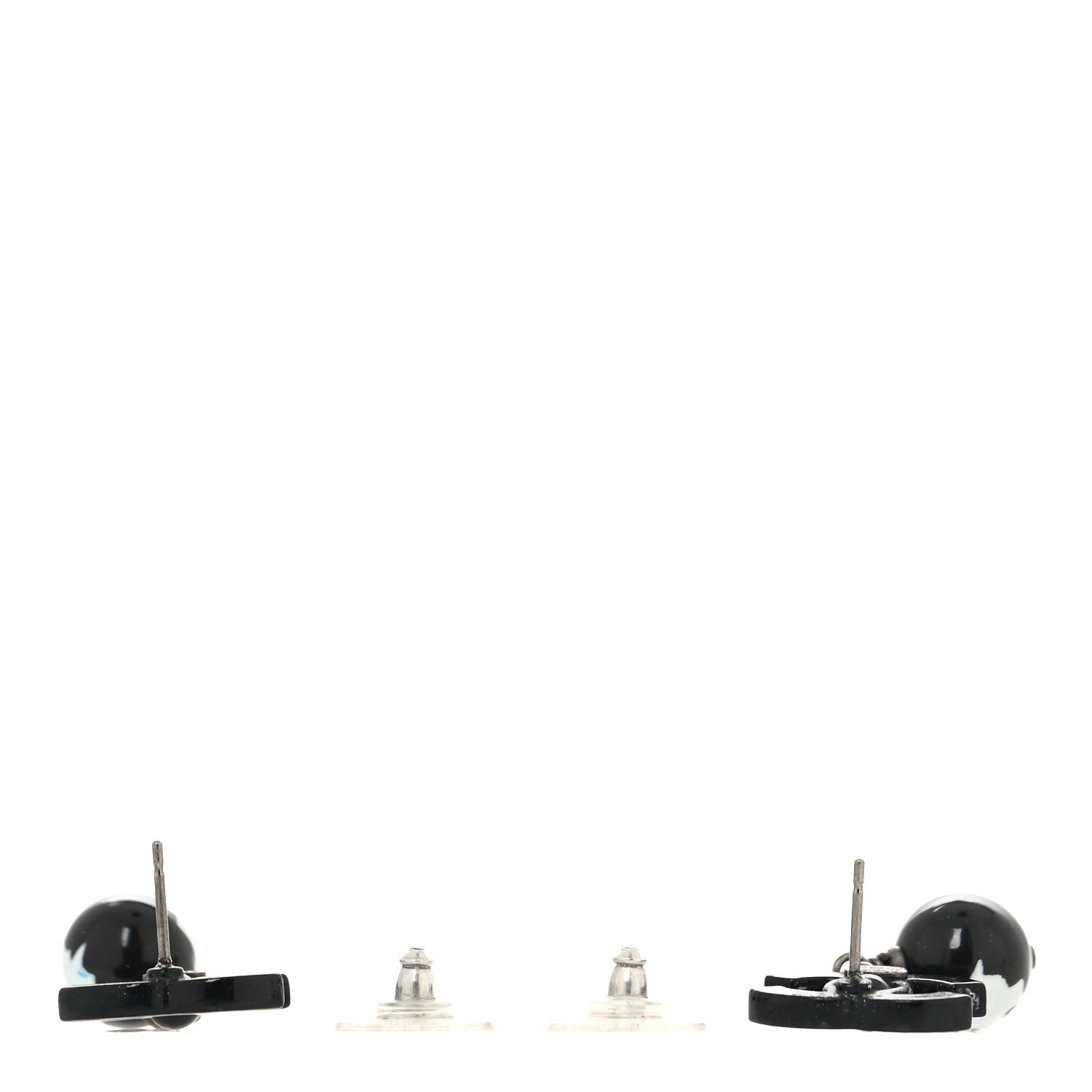 Chanel Enamel Bead CC Coco Drop Earrings Black 7 of 8