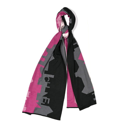 Chanel Knit Logo Printed Stole Pink Grey 1 of 3