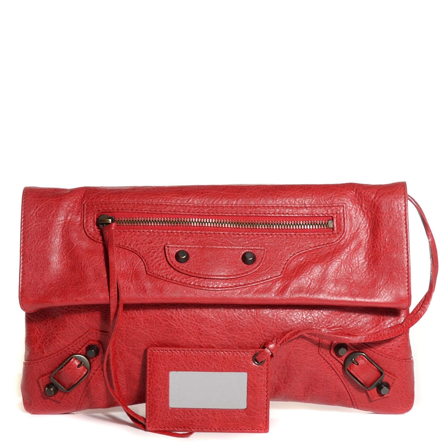 Agneau Classic Hardware Envelope Clutch Rouge Coquelicot