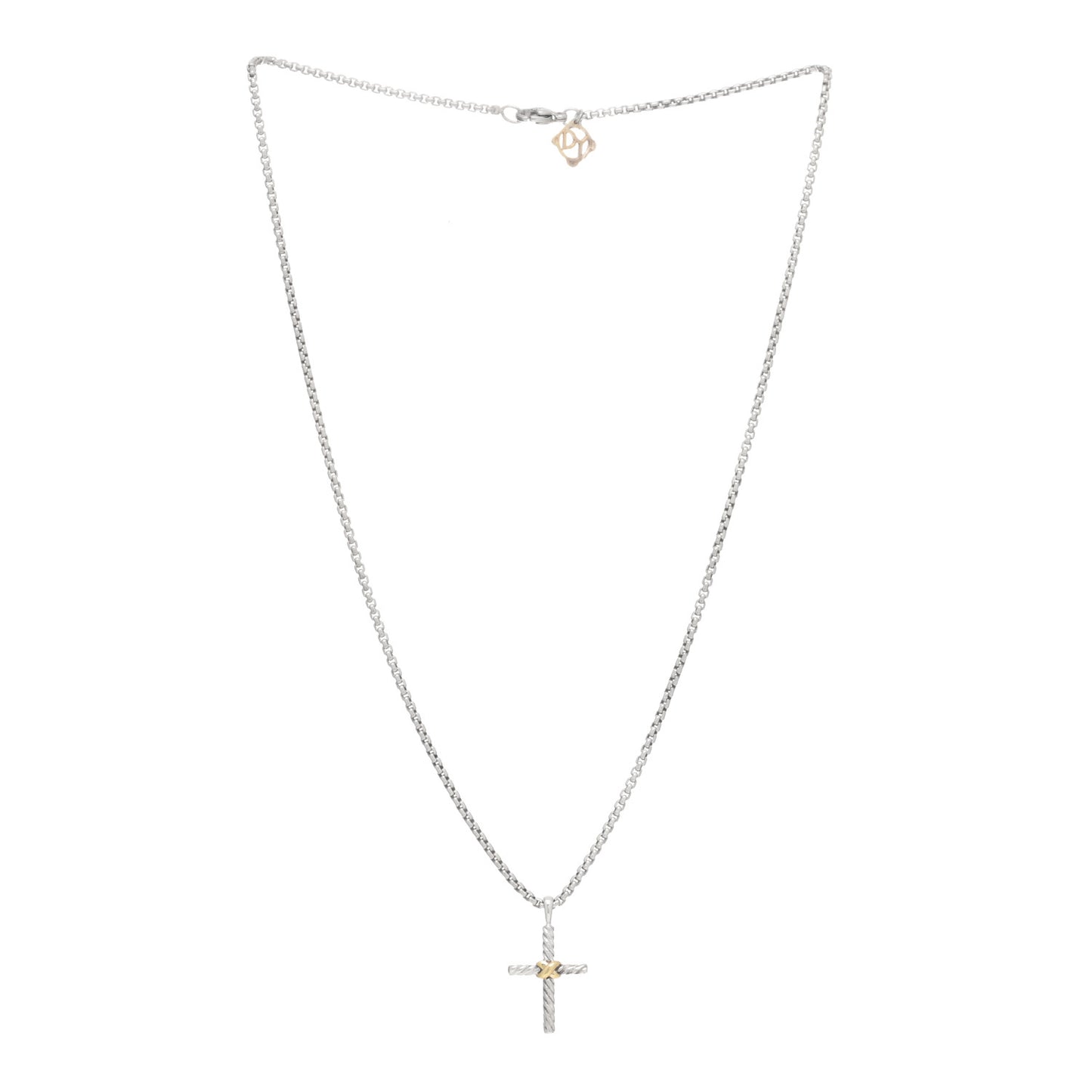 Sterling Silver 14K Yellow Gold Petite X Cross Pendant Necklace