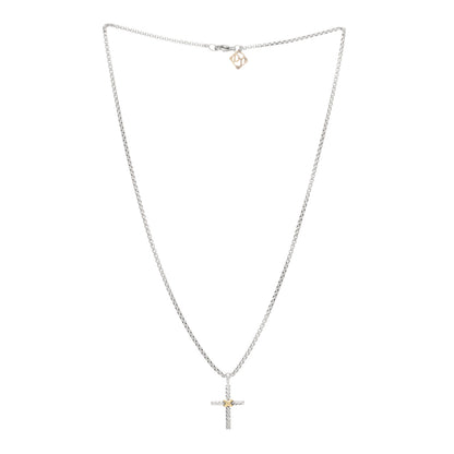 David Yurman Sterling Silver 14K Yellow Gold Petite X Cross Pendant Necklace 2 of 3