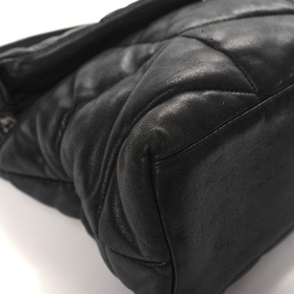 Saint Laurent Lambskin Quilted Medium Loulou Puffer Monogram Chain Satchel Black 9 of 13