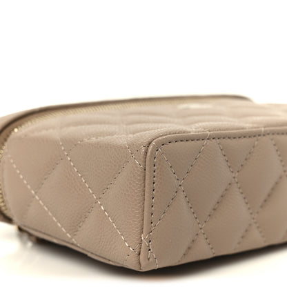 Chanel Caviar Quilted Top Handle Slim Vanity With Chain Dark Beige 9 of 11