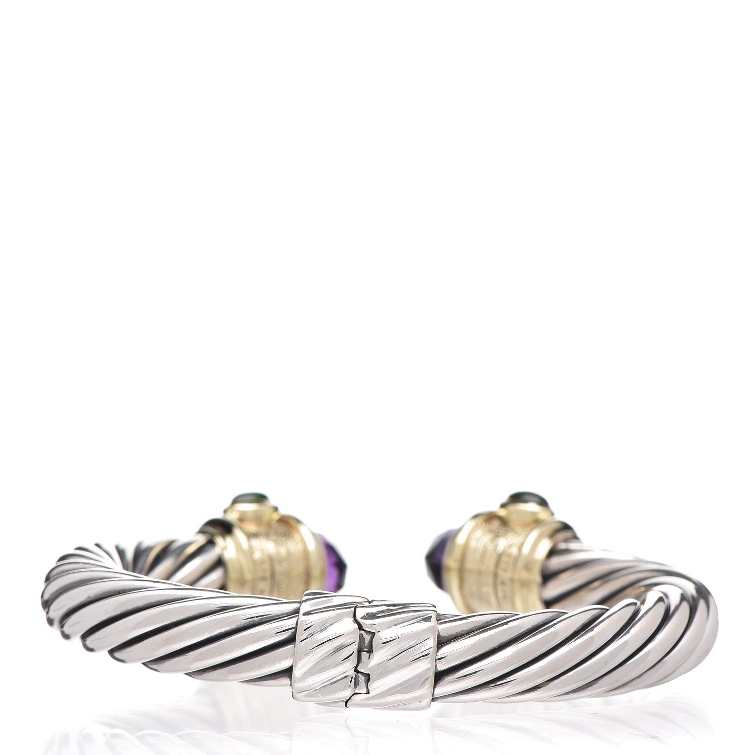 David Yurman Sterling Silver 14K Yellow Gold Amethyst Rhodolite Garnet Peridot 10mm Cable Renaissance Bracelet 3 of 5