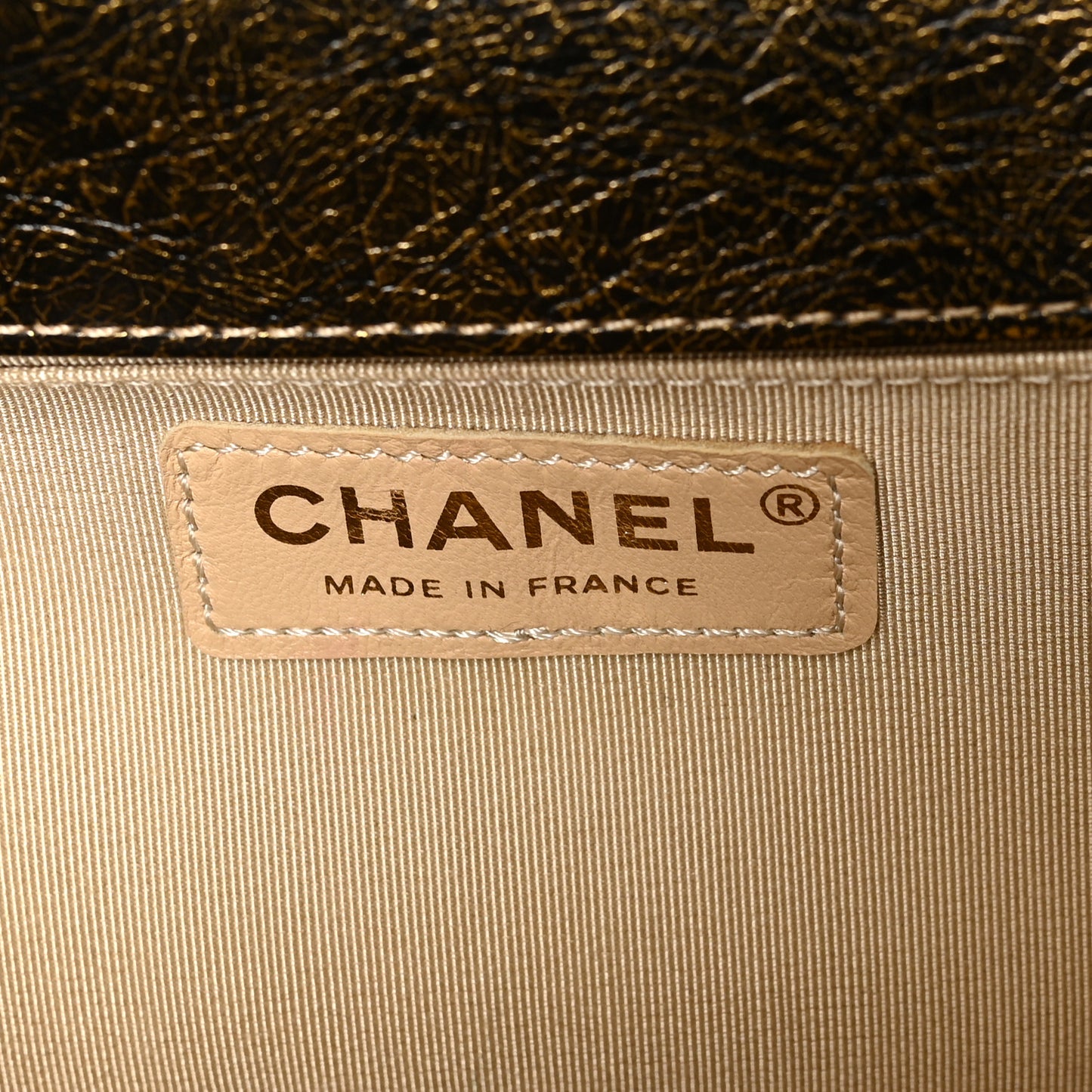 Metallic Crackled Calfskin Quilted Medium Boy Flap Black Gold