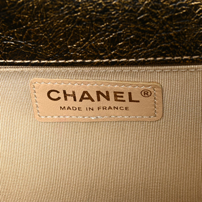 Chanel Metallic Crackled Calfskin Quilted Medium Boy Flap Black Gold 6 of 10