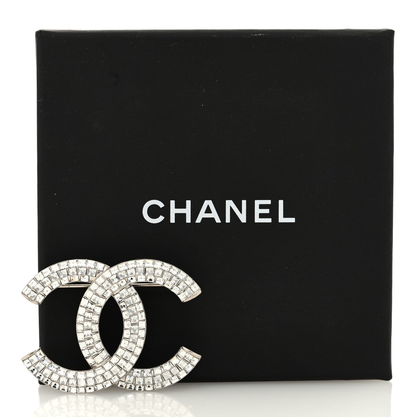 Baguette Crystal CC Brooch Silver