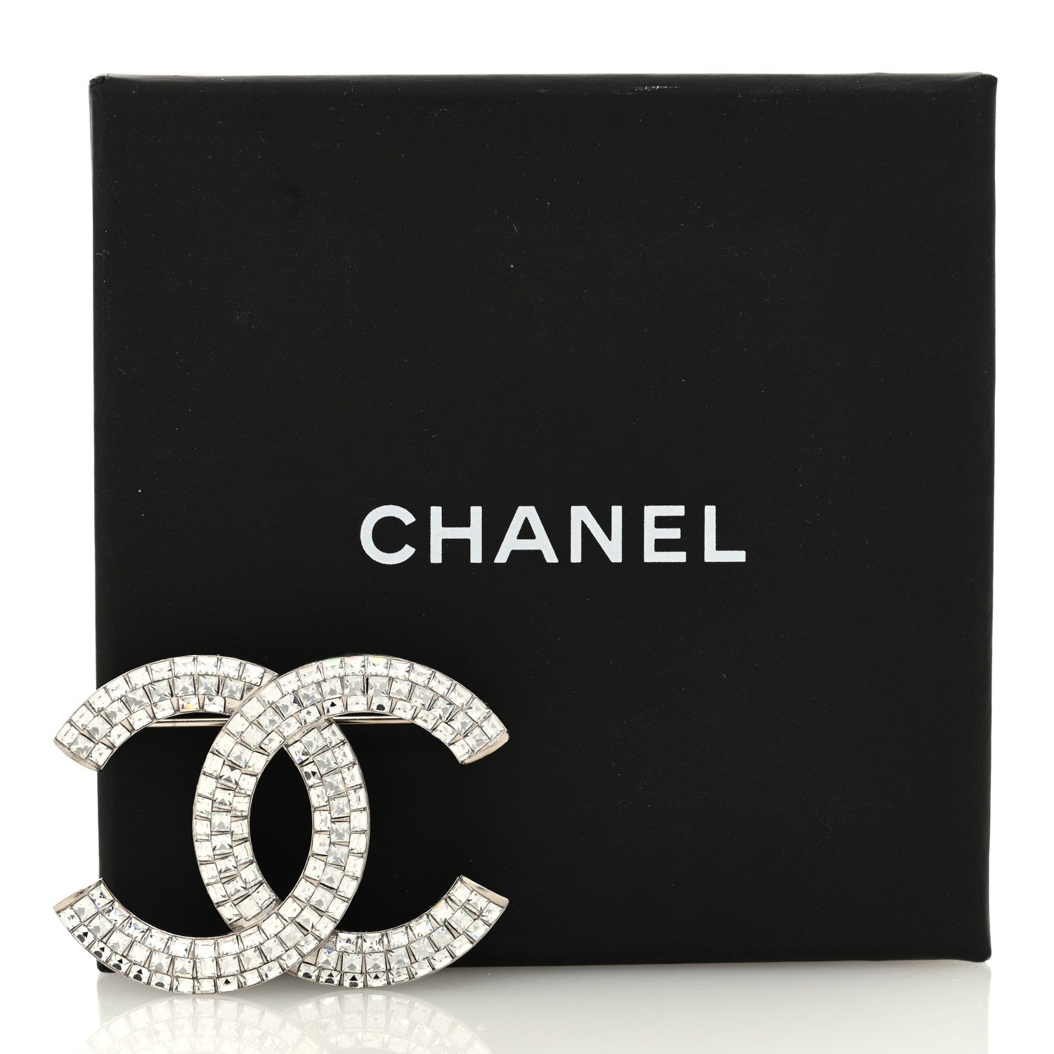 Chanel Baguette Crystal CC Brooch Silver 4 of 4