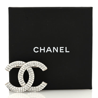 Chanel Baguette Crystal CC Brooch Silver 4 of 4