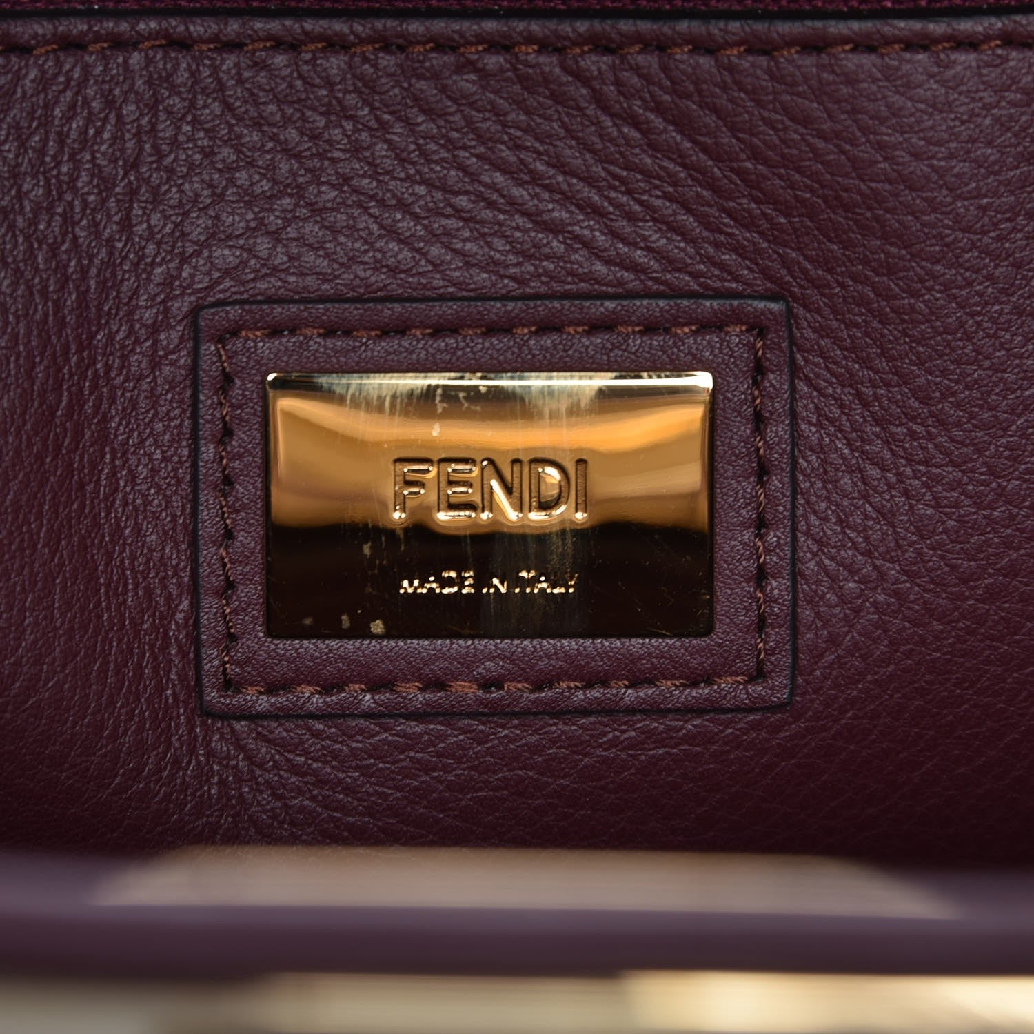 Fendi Vitello Seta Waves Bi-Color Medium Peekaboo Iconic Satchel Bordeaux Latte 8 of 9