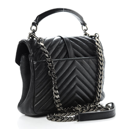 Saint Laurent Sheepskin Matelasse Chevron Monogram Medium College Bag Black 3 of 16
