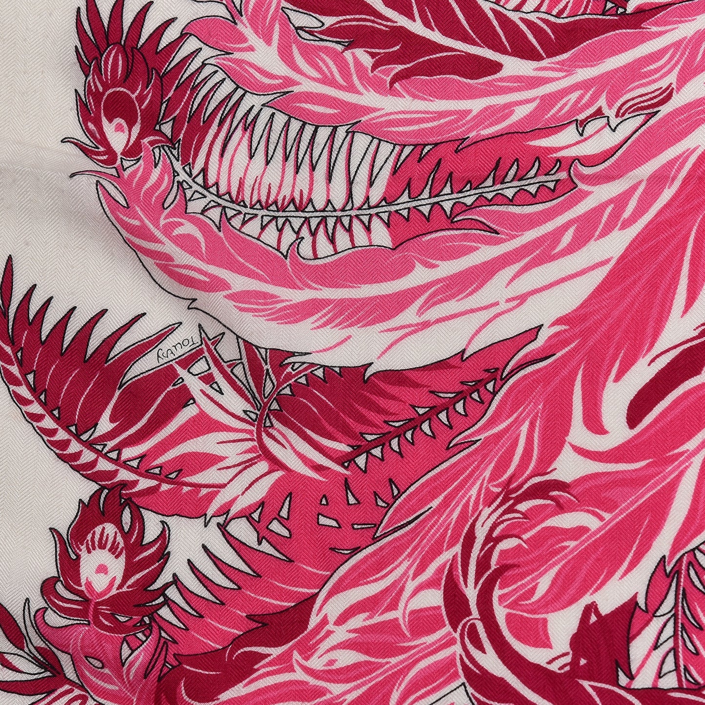 Cashmere Silk Mythiques Phoenix Coloriage Shawl 140 White Rose Black