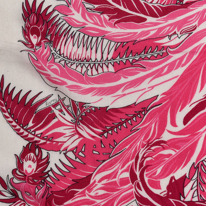 Hermes Cashmere Silk Mythiques Phoenix Coloriage Shawl 140 White Rose Black 5 of 7