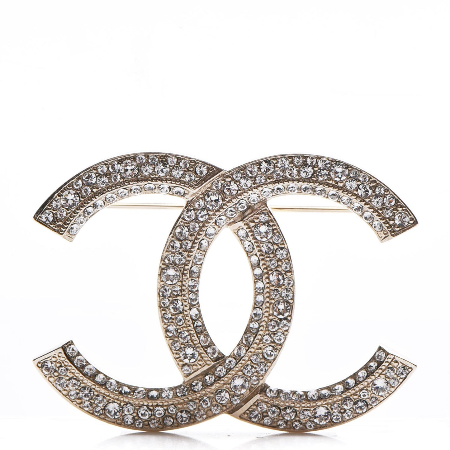 Crystal Large CC Brooch Gold