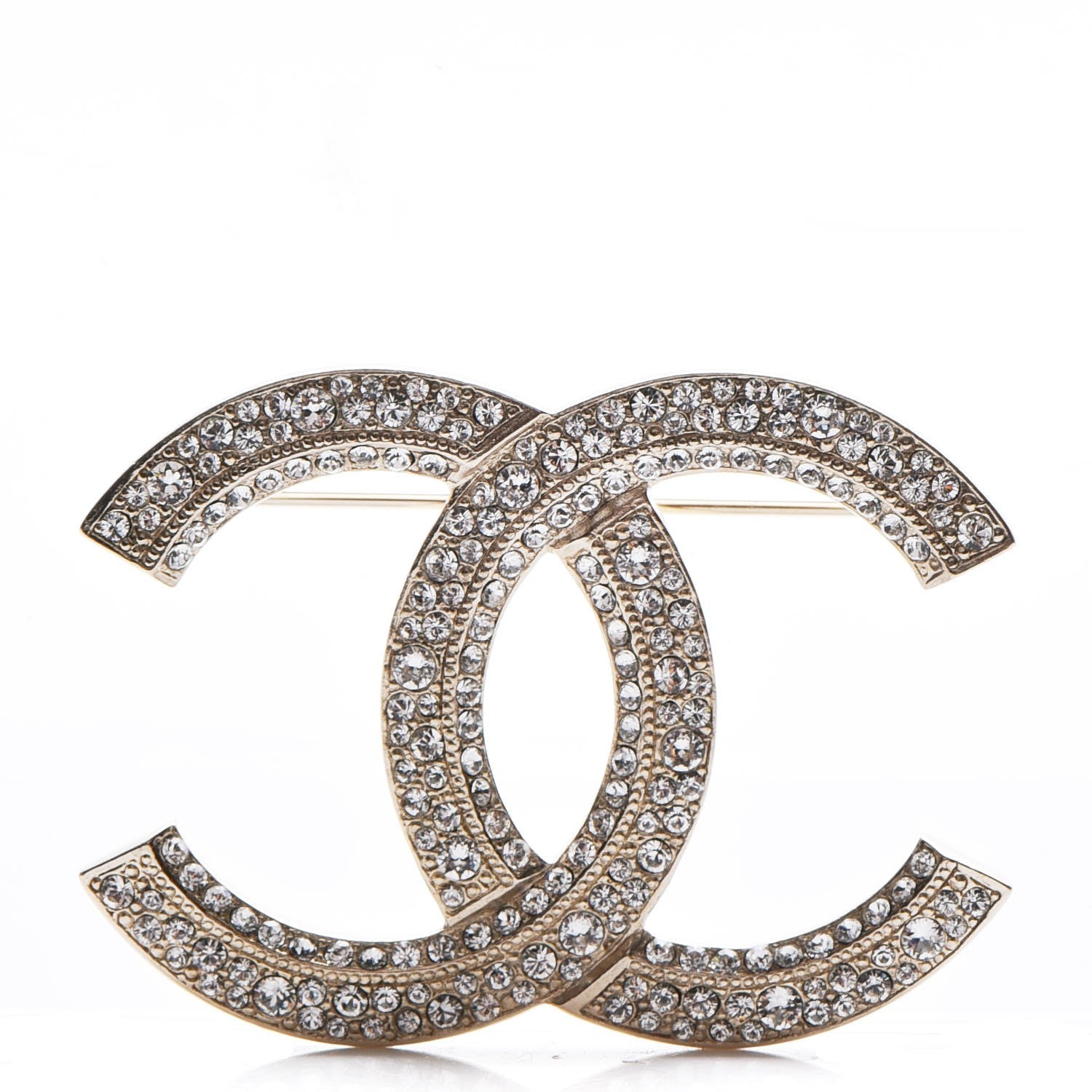 Chanel Crystal Large CC Brooch Gold 1 of 5