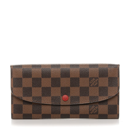 Louis Vuitton Damier Ebene Emilie Wallet Red 1 of 7