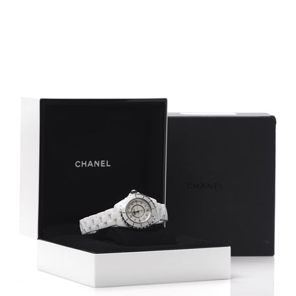 Chanel Stainless Steel Ceramic Diamond Mother of Pearl 33mm J12 Quartz Watch White 7 of 7