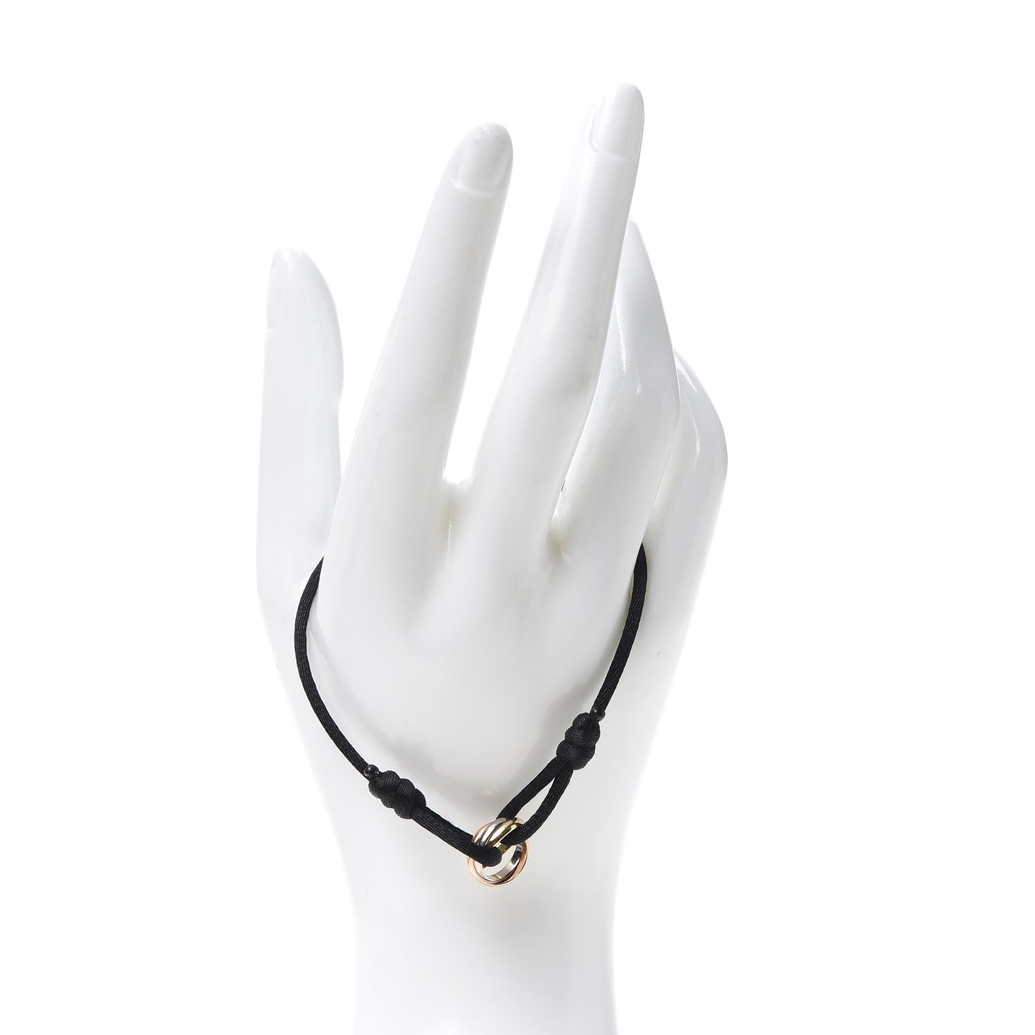 Cartier 18K Pink Yellow White Gold Trinity Adjustable Cord Bracelet Black 2 of 7