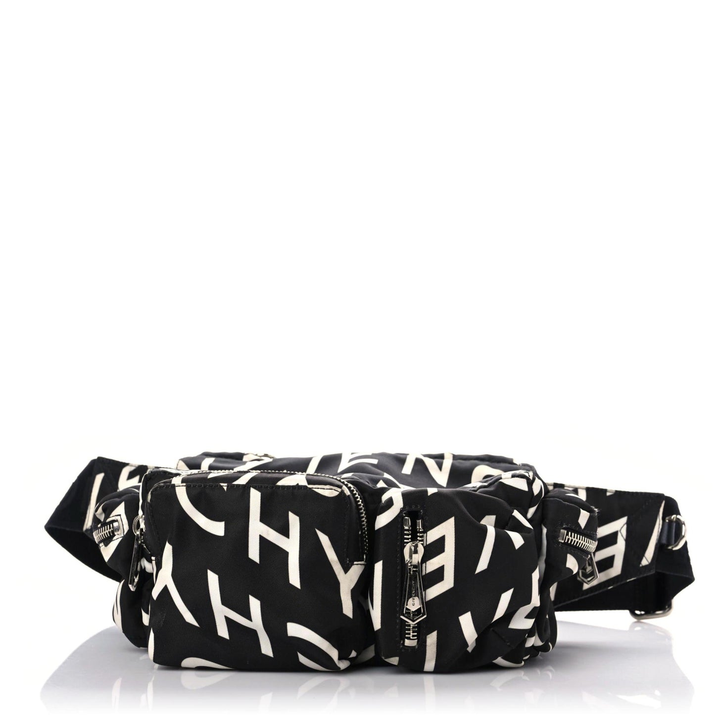 Nylon Allover Logo Belt Bag Black