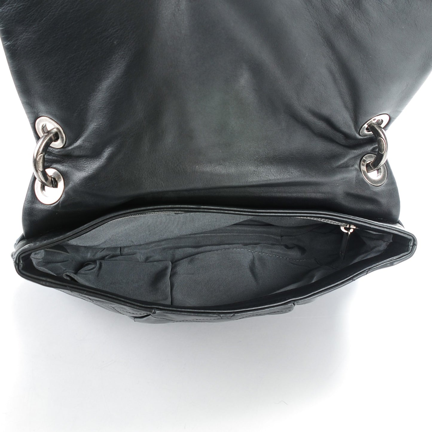 Calfskin Coco Pleats Messenger Flap Black