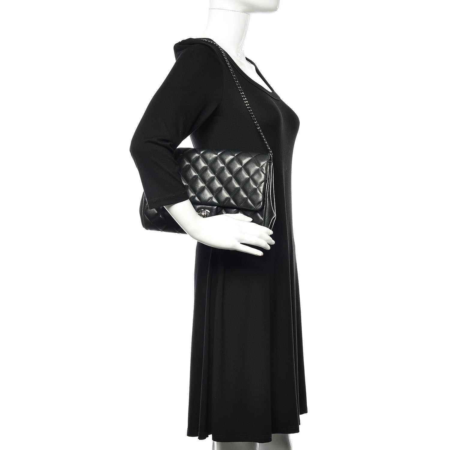 Chanel Lambskin Quilted Clutch With Chain Flap Black 2 of 10