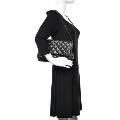 Chanel Lambskin Quilted Clutch With Chain Flap Black 2 of 10