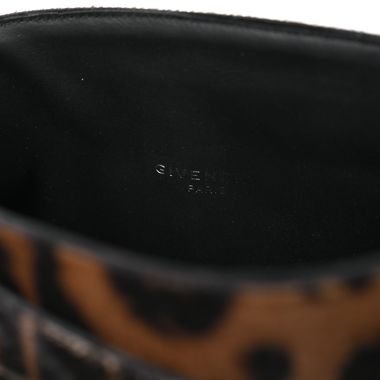 Calf Hair Leopard Print Shark Lock Pant Boots 40 Black Brown