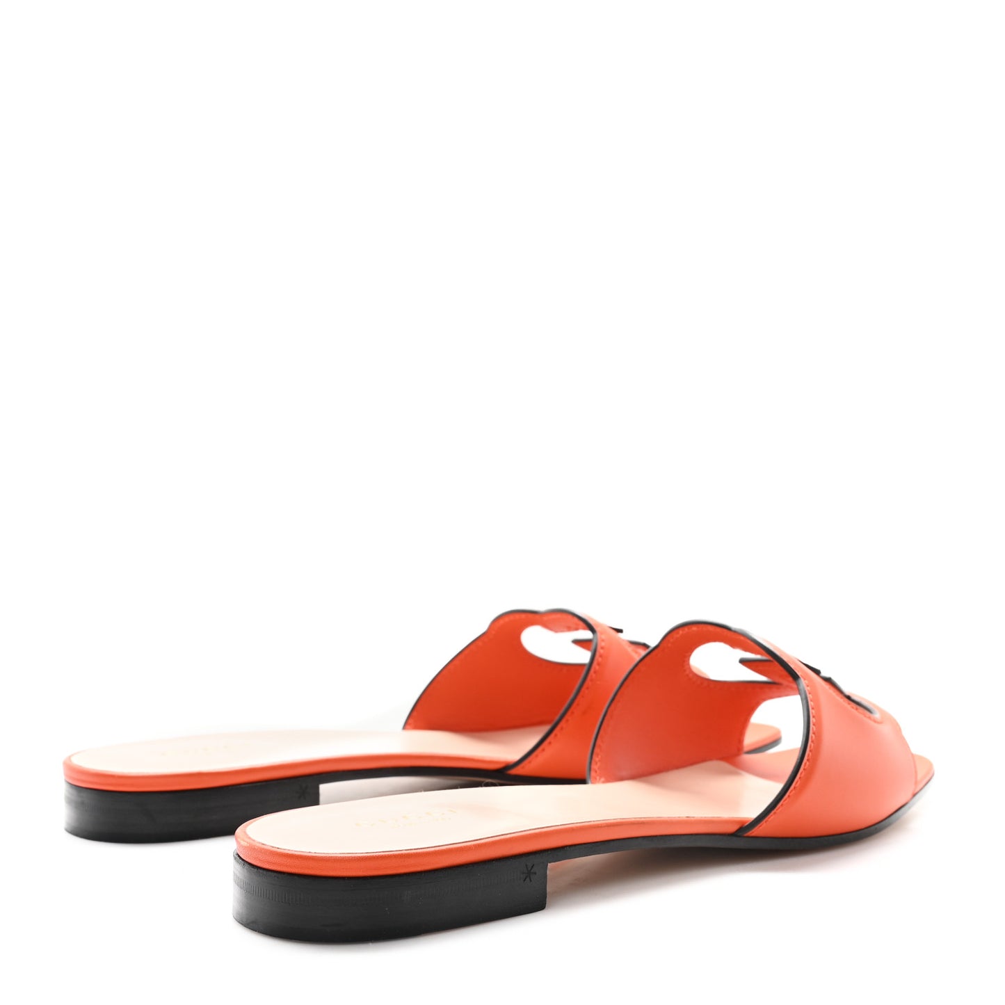 Cosmos Softy Calfskin Interlocking G Cut Out Slide Sandals 41.5 Deep Orange