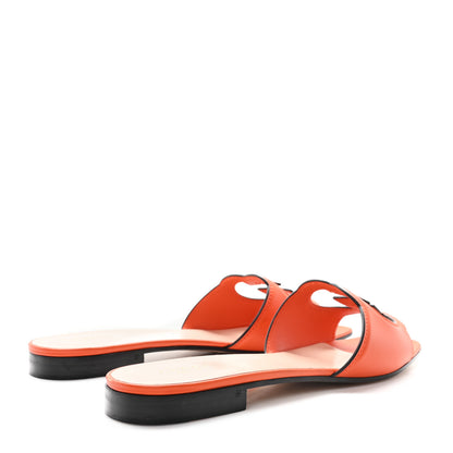 Gucci Cosmos Softy Calfskin Interlocking G Cut Out Slide Sandals 41.5 Deep Orange 5 of 9