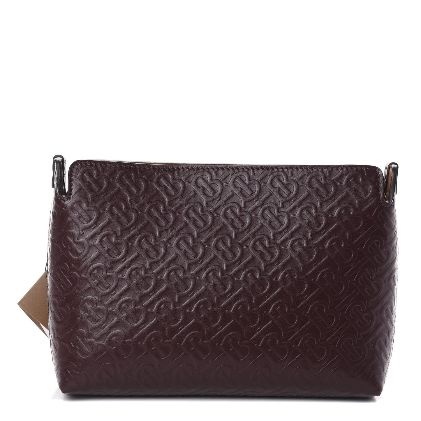 Calfskin Embossed Monogram Zip Pouch Oxblood