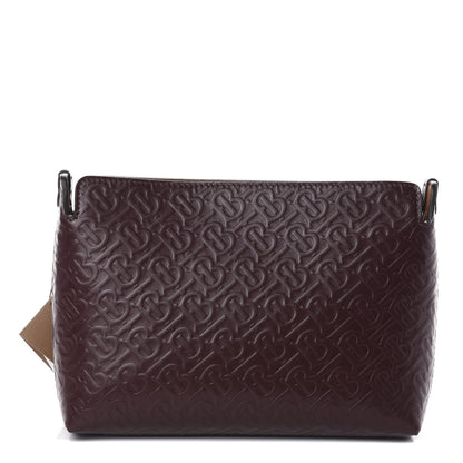 Burberry Calfskin Embossed Monogram Zip Pouch Oxblood 1 of 8