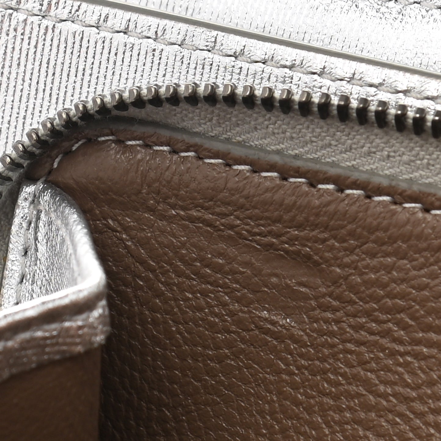 Metallic Grosgrain Intrecciato Continental Wallet Silver