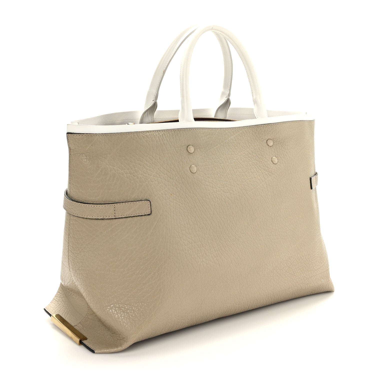 Chloe Grained Calfskin Large Charlotte Tote Motty Grey White 3 of 9