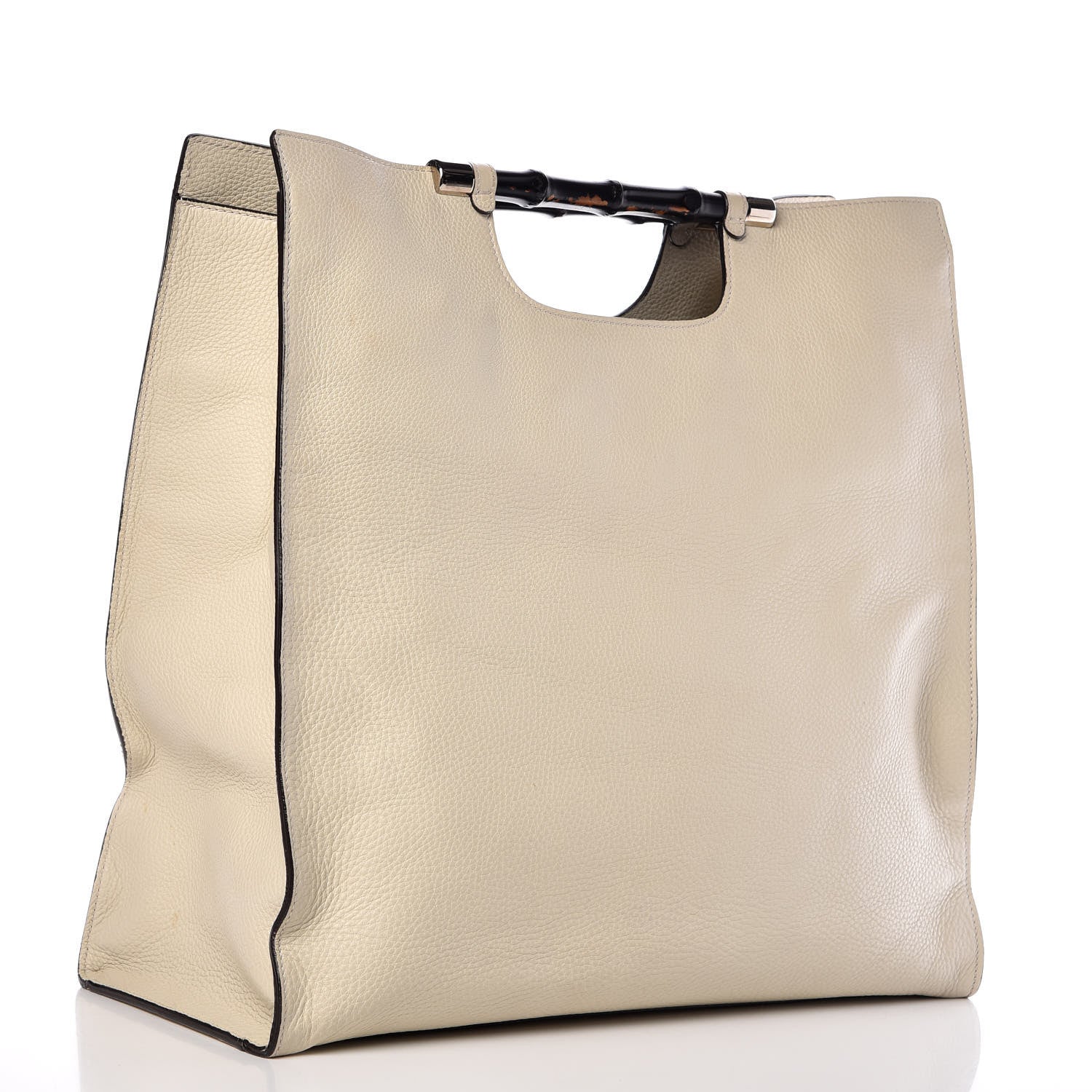 Gucci Pebbled Calfskin Bamboo Tote Off White 4 of 16