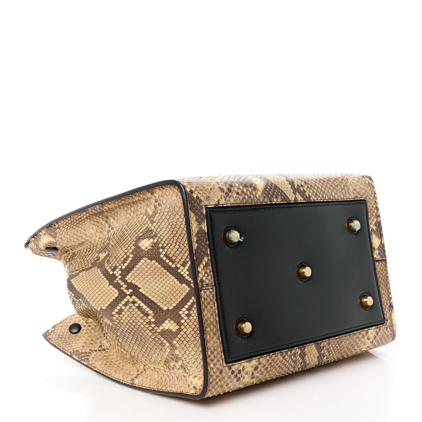 Snakeskin Calfskin Small Tie Knot Tote Black