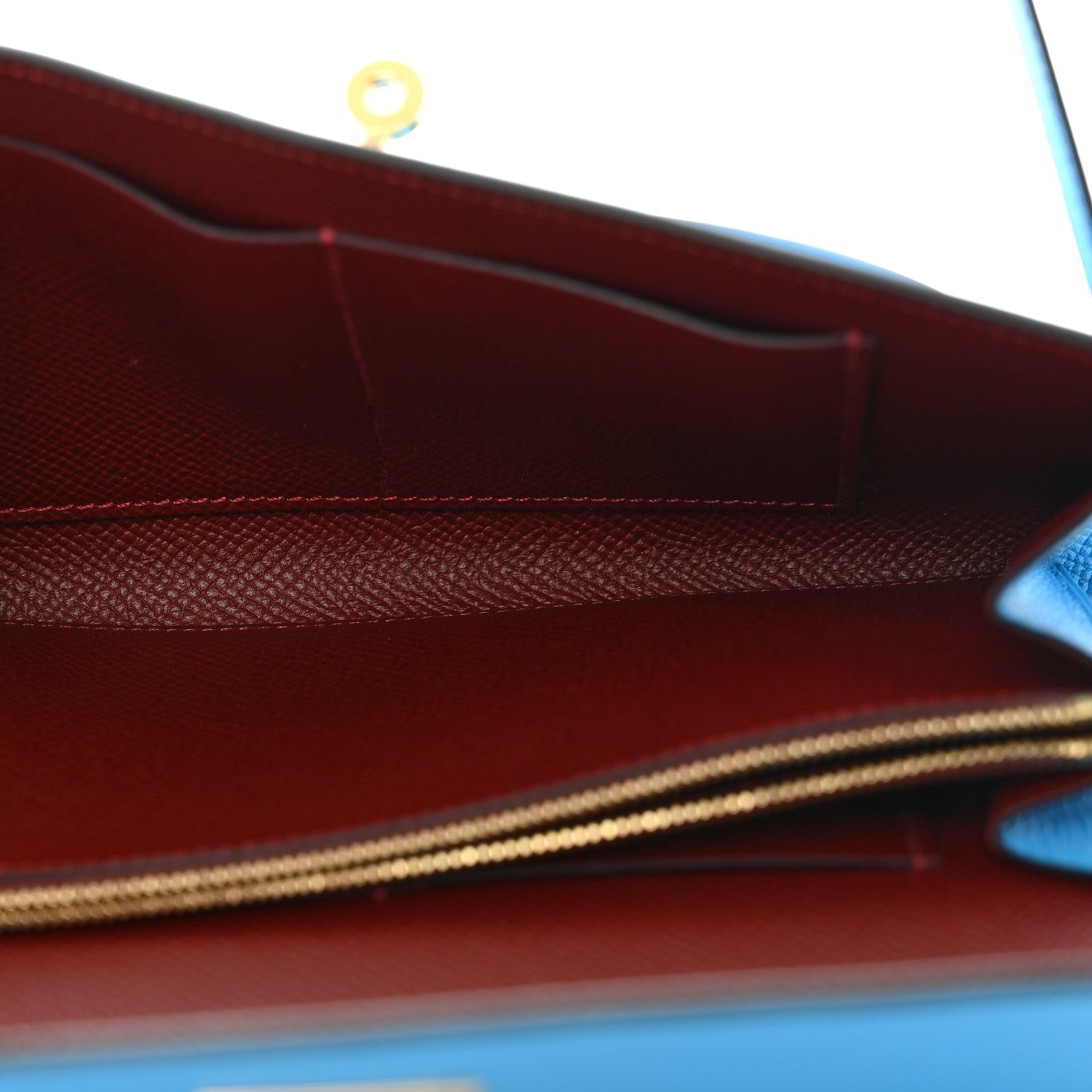 Hermes Epsom Verso Kelly Wallet To Go Bleu Frida Rouge H 5 of 13