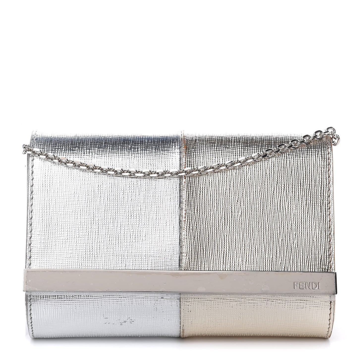 Vitello Mirror Elite Bi-Color Mini Rush Clutch Argento Champagne