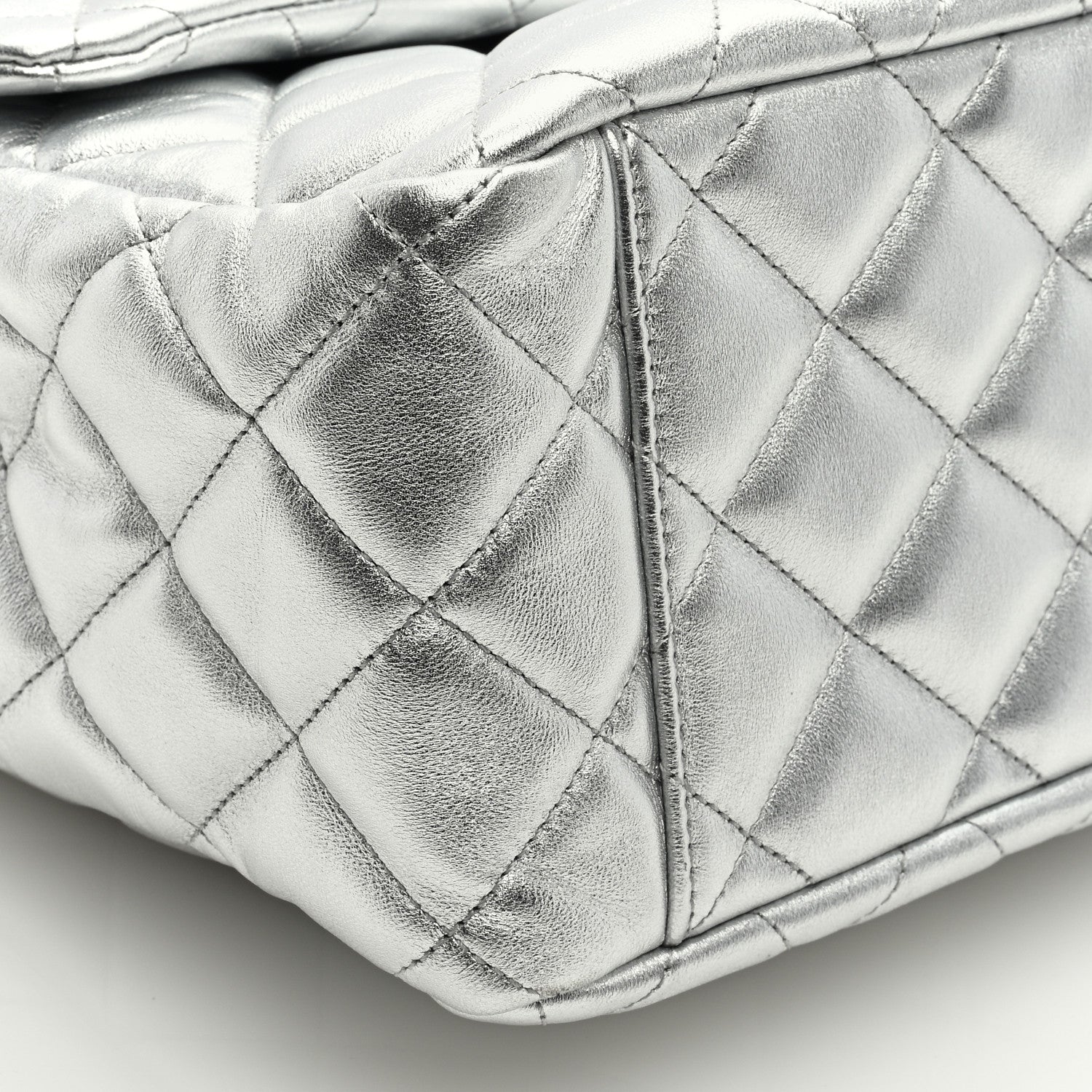 Chanel Metallic Lambskin Quilted XXL Travel Flap Bag Silver 8 of 9